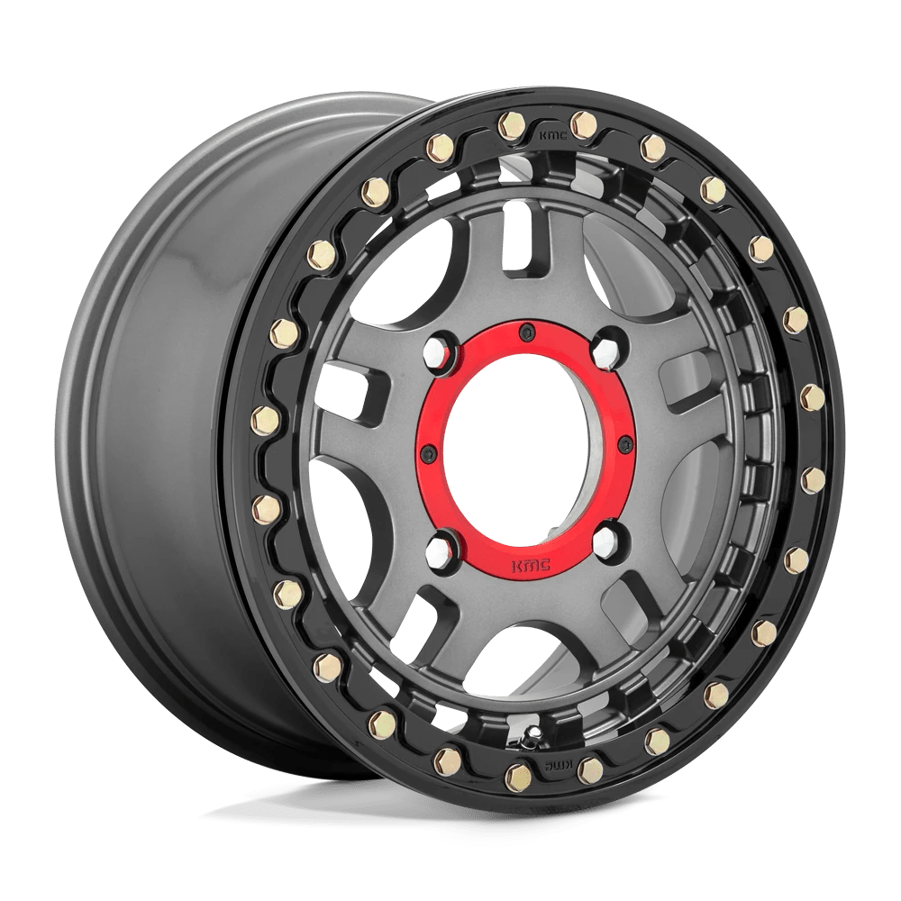 KMC Powersports: Felge RECON UTV BL 15X7 4X156 G-MTL BLK-RG +38 Grau