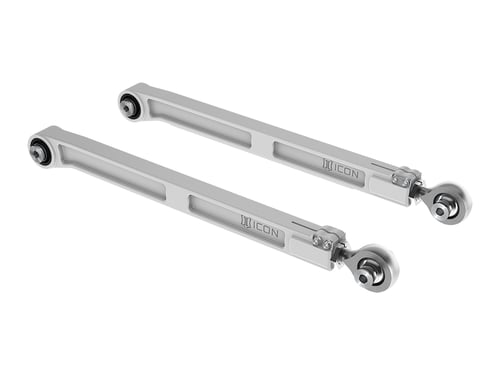 ICON: komplet regulowanych tylnych dolnych wahaczy Premium CNC Alu – 2022-26 Toyota Tundra/2023-26 Toyota Sequoia/od 2024 Toyota Tacoma (srebrne)