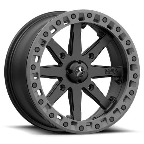 MSA Offroad Wheels: wheel LOK2 UTV BL 14X7 4X137 S-BLK GRY-RG +0 Black