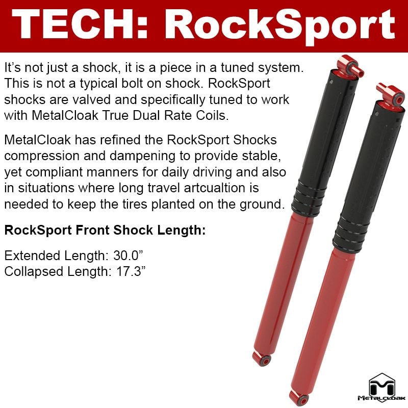 Metalcloak: sada předních tlumičů RockSport RED Long Travel – od 2018 Jeep Wrangler JL/od 2020 Jeep Gladiator JT